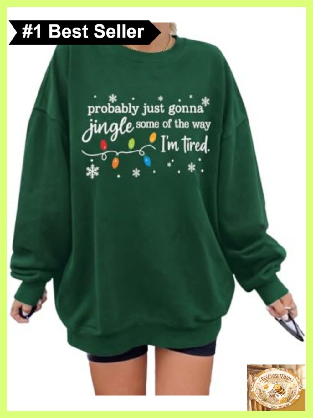 Womens Christmas Sweatshirt Cotton Polyester Crew Neck Pullover Holiday